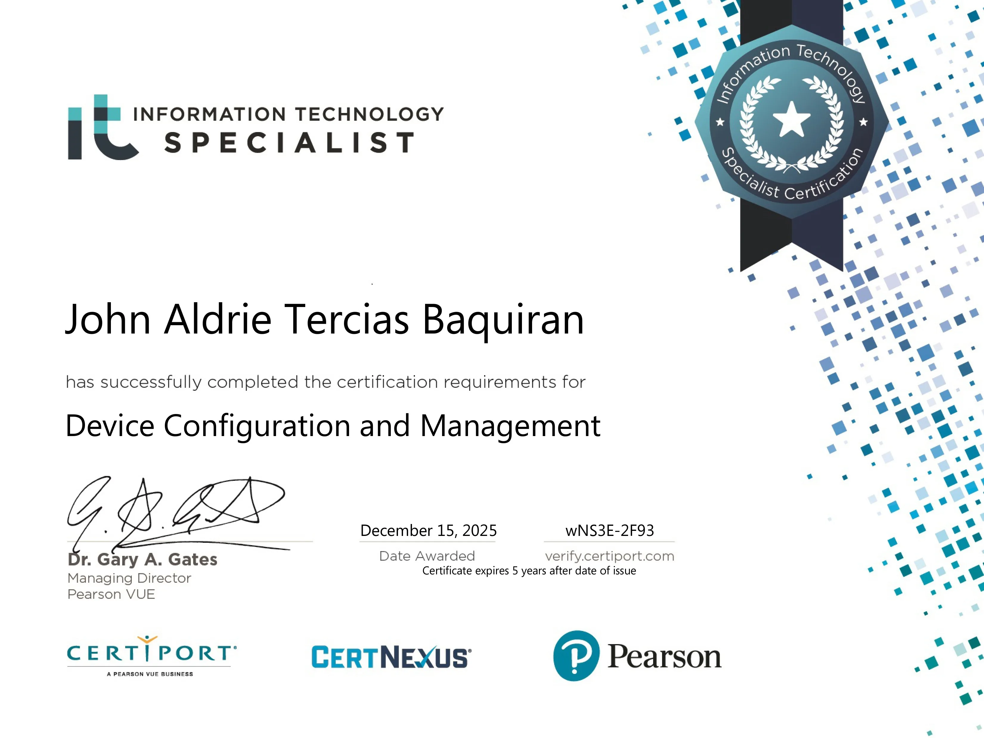 Device Configuration and Management Certificate